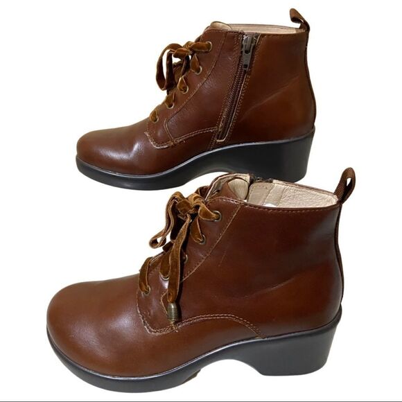 🥾 Alegria By PG Lite Eliza Dark Academia Leather Chestnut Luster Chunky Boots - Picture 5 of 13